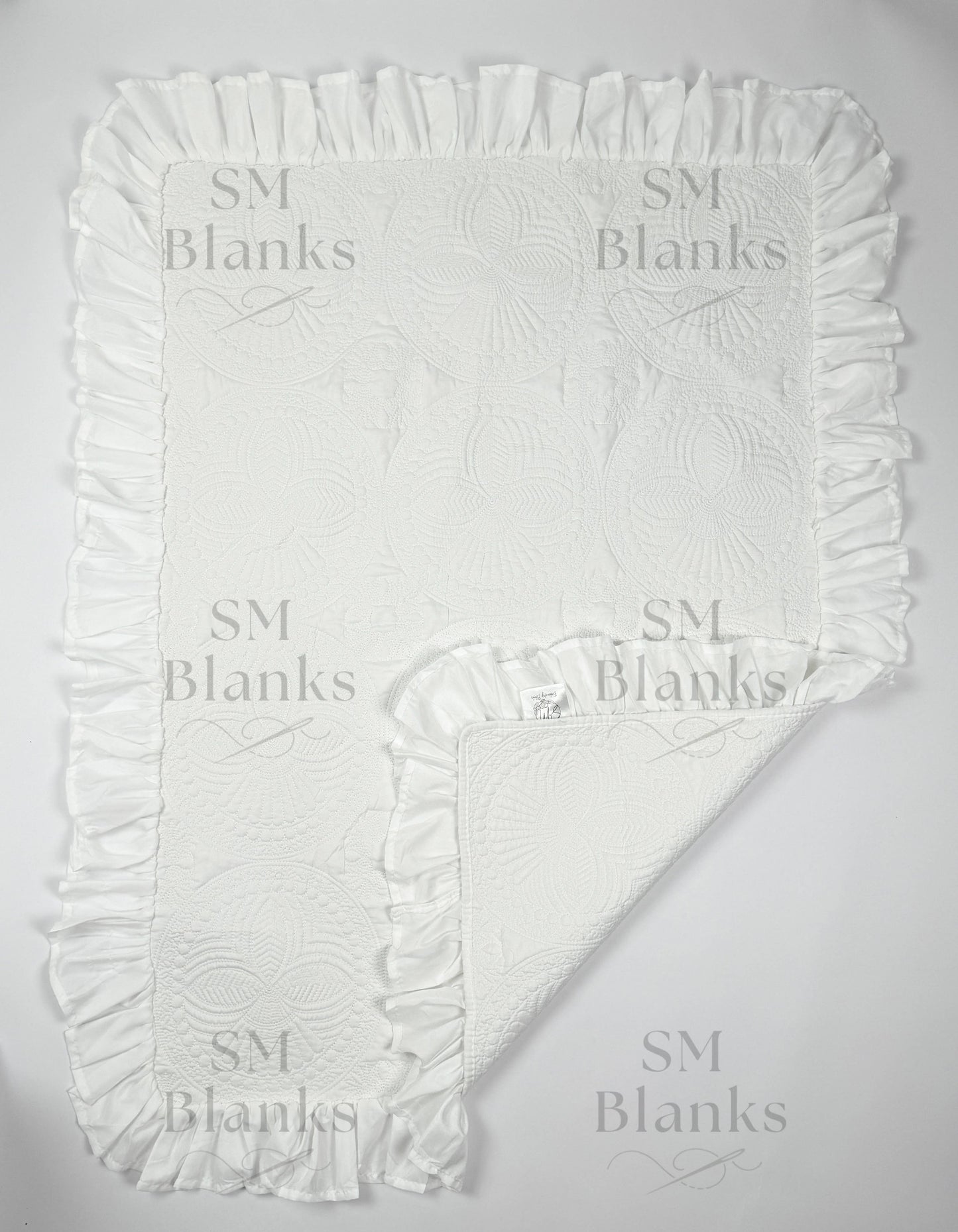 White Ruffle Baby Heirloom Quilt