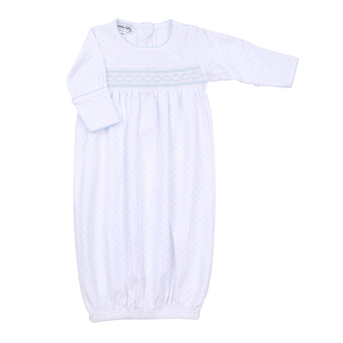 Blue Mini Dots Smocked Gown