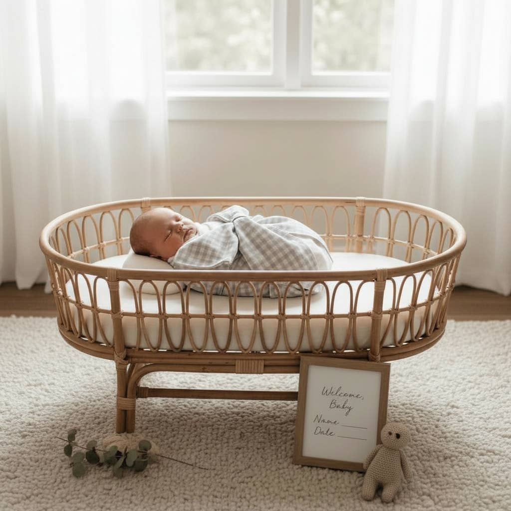 Beige Gingham Bow Swaddle Sash